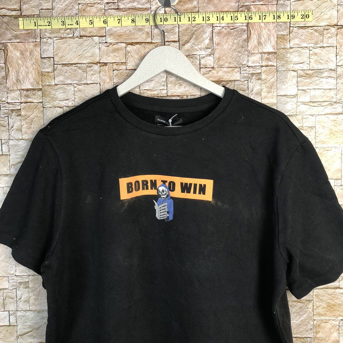 Japanese Brand BORN TO WIN Black T-Shirt #A278 Size US M / EU 48-50 / 2 - 2 Thumbnail