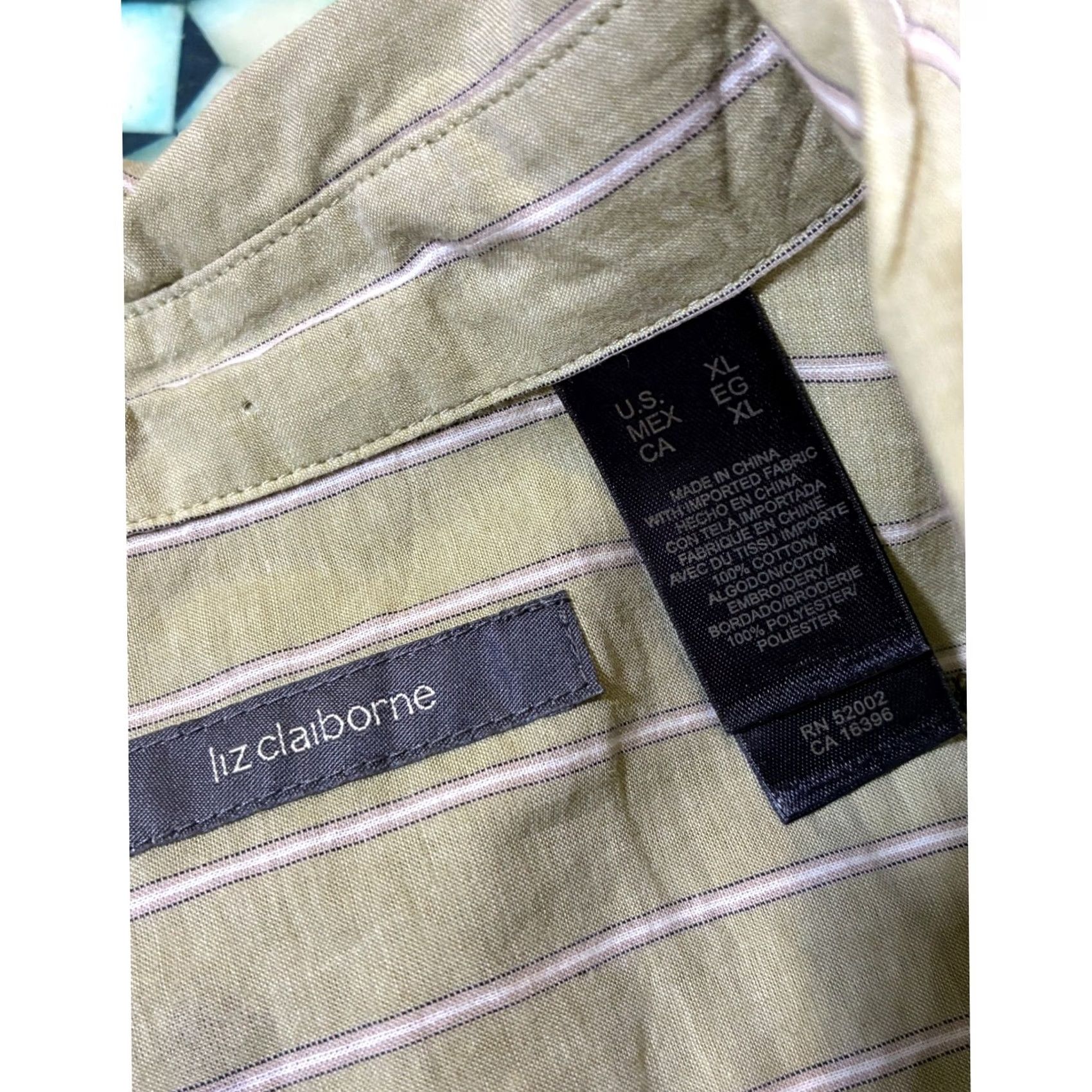 Liz Claiborne Liz Claiborne Western Tan Striped Floral Long Sleeve Snap Front Shirt Women's XL Size XL / US 12-14 / IT 48-50 - 7 Thumbnail