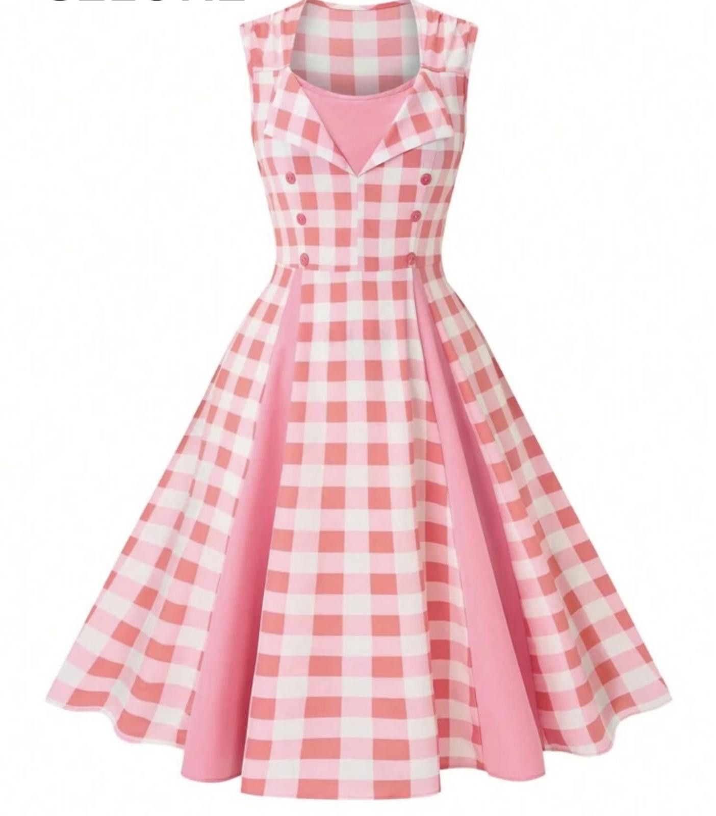 Designer Chic Pink Gingham Sleeveless Dress Size M / US 6-8 / IT 42-44 - 1 Thumbnail