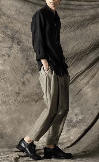 image of Devoa Ptf-Stc Cropped Pants Cotton/ Ramie/ Canapa Cold Dyed in Beige Dyed, Men's (Size 31)