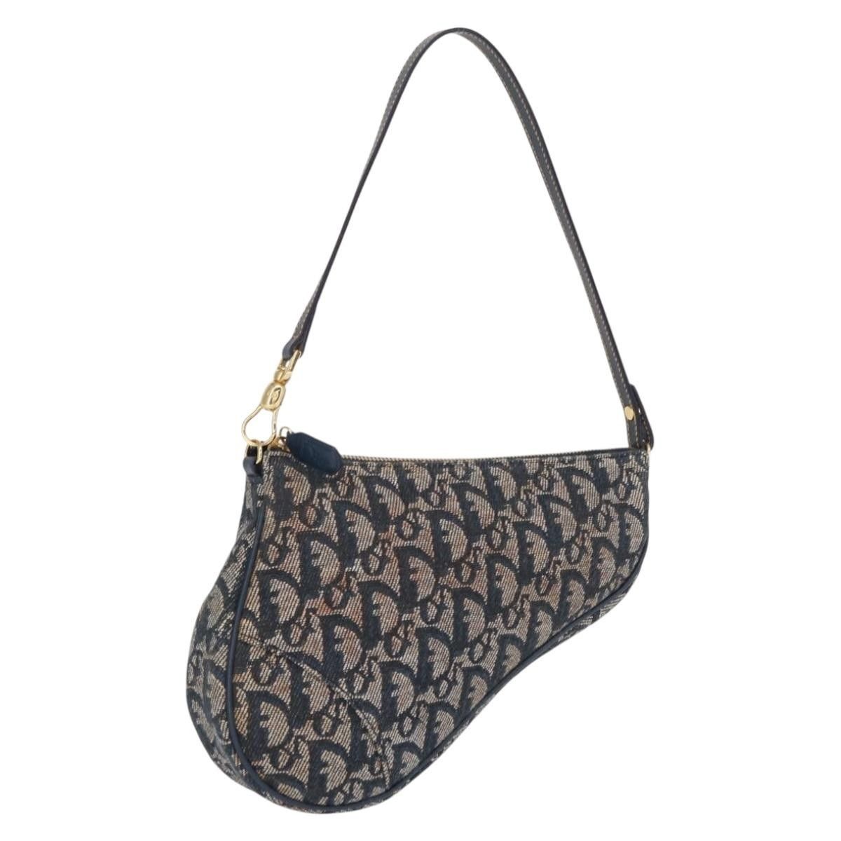 Christian Dior Vintage Saddle Bag Diorissimo Canvas