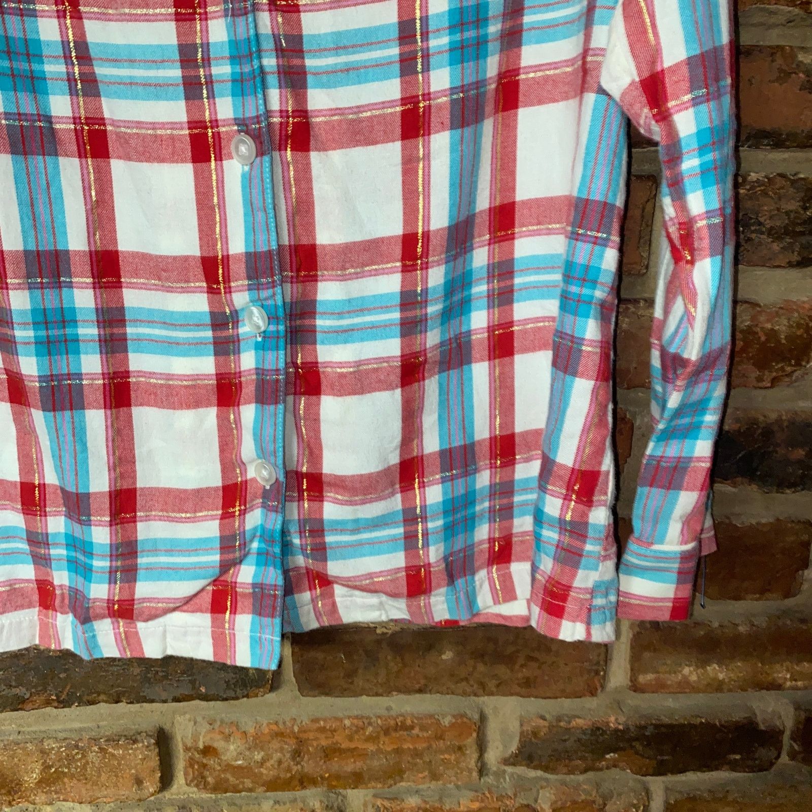 Other Talbots White Blue Red Gold Plaid Button Down Shirt Small Size S / US 4 / IT 40 - 3 Thumbnail