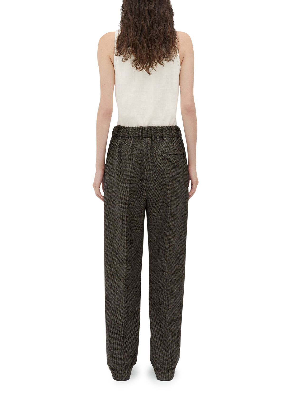 Bottega Veneta o1n1vont0125 Houndstooth Wool Trouser in Brown Size 27" / US 4 / IT 40 - 3 Thumbnail