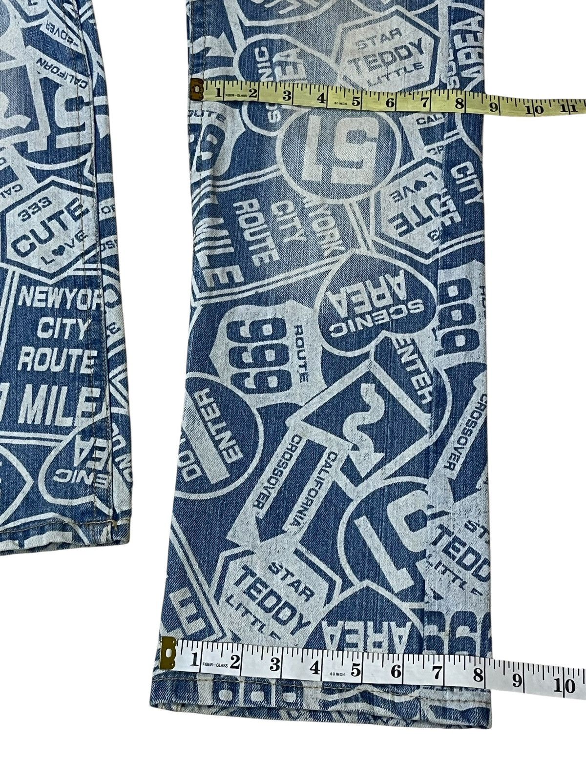 Le Grande Bleu (L.G.B.) Sick japanese subculture W.A.Z.P fullprint route 666 jeans Size US 30 / EU 46 - 15 Thumbnail