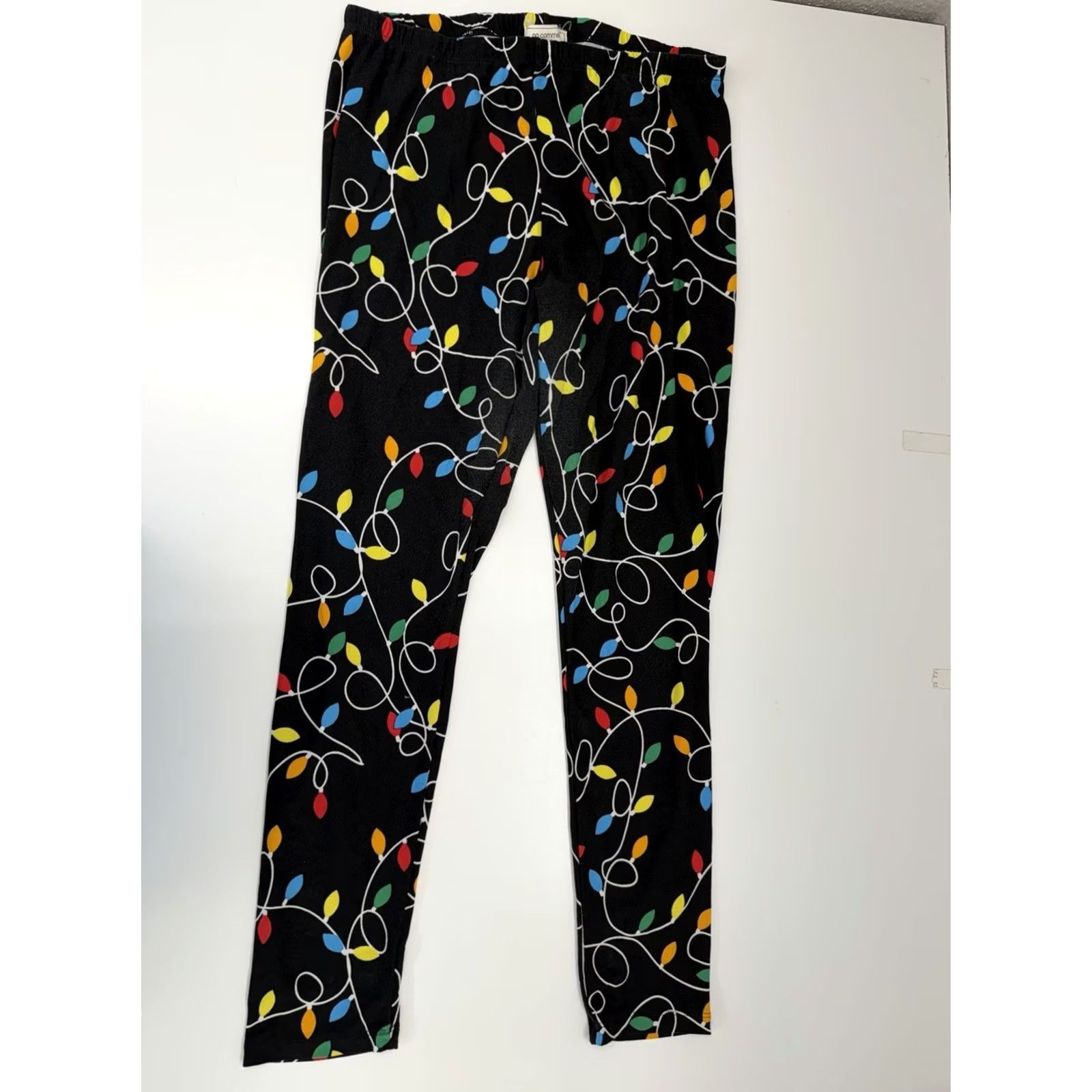 Vintage No Comment Ankle Womens XL Black Leggings Size Christmas Light String PullOn Size 40" / US 18 - 5 Thumbnail