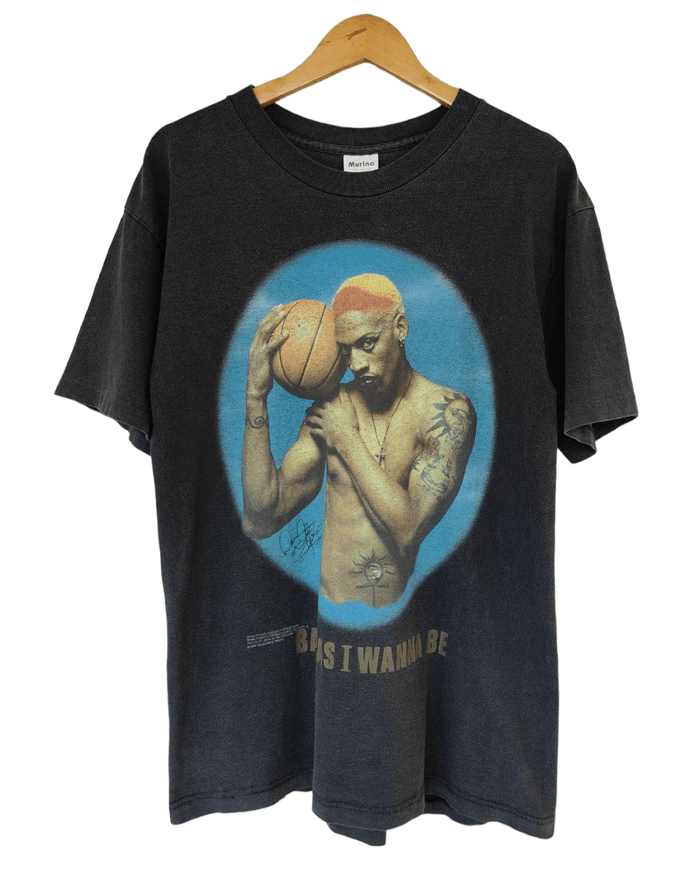 image of Made In USA x Rap Tees Vintage Dennis Rodman Nice Faded T in Faded Black, Men's (Size Medium)