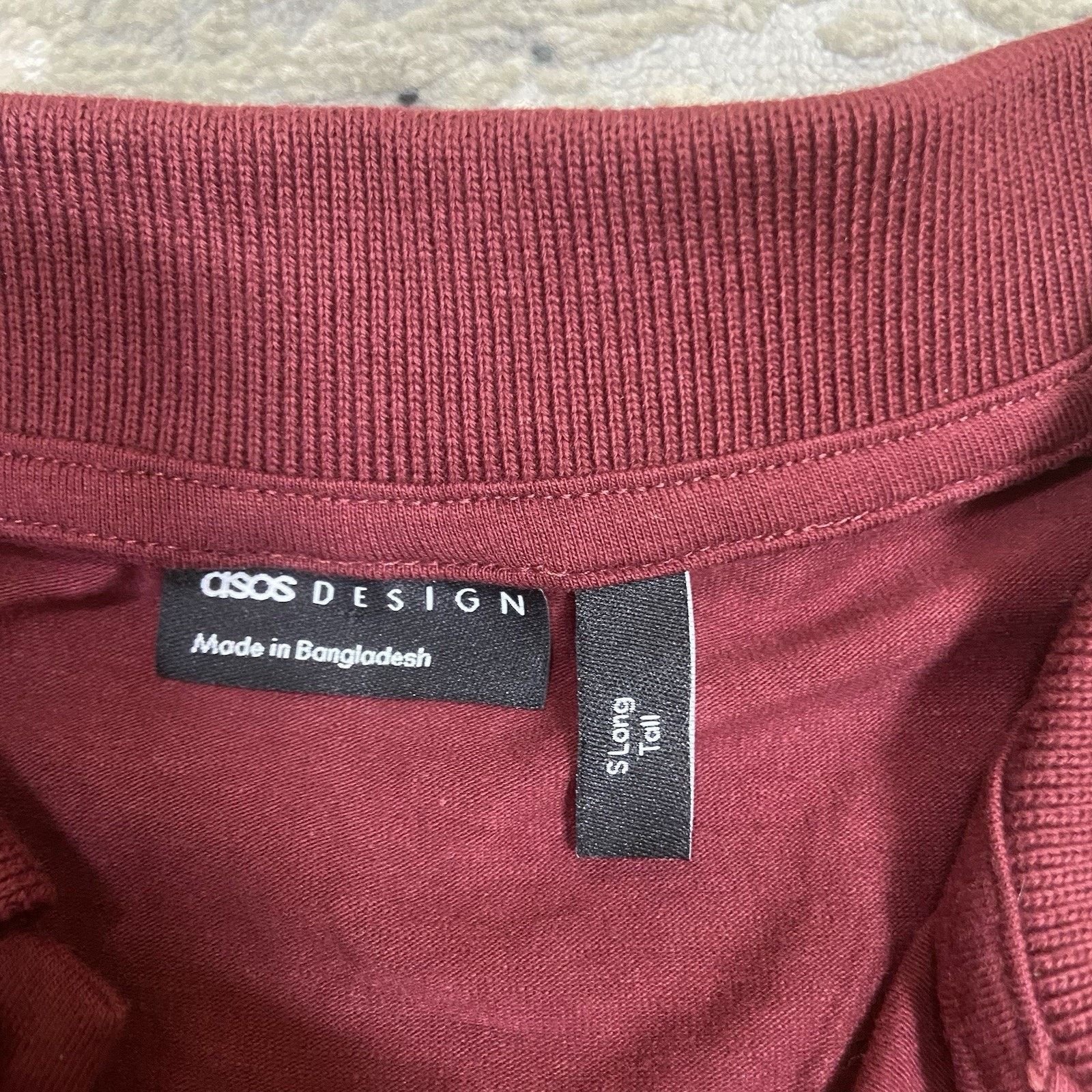 Asos Asos Polo Shirt Men's Small Tall Burgundy Slim Fit Casual Size US S / EU 44-46 / 1 - 2 Thumbnail