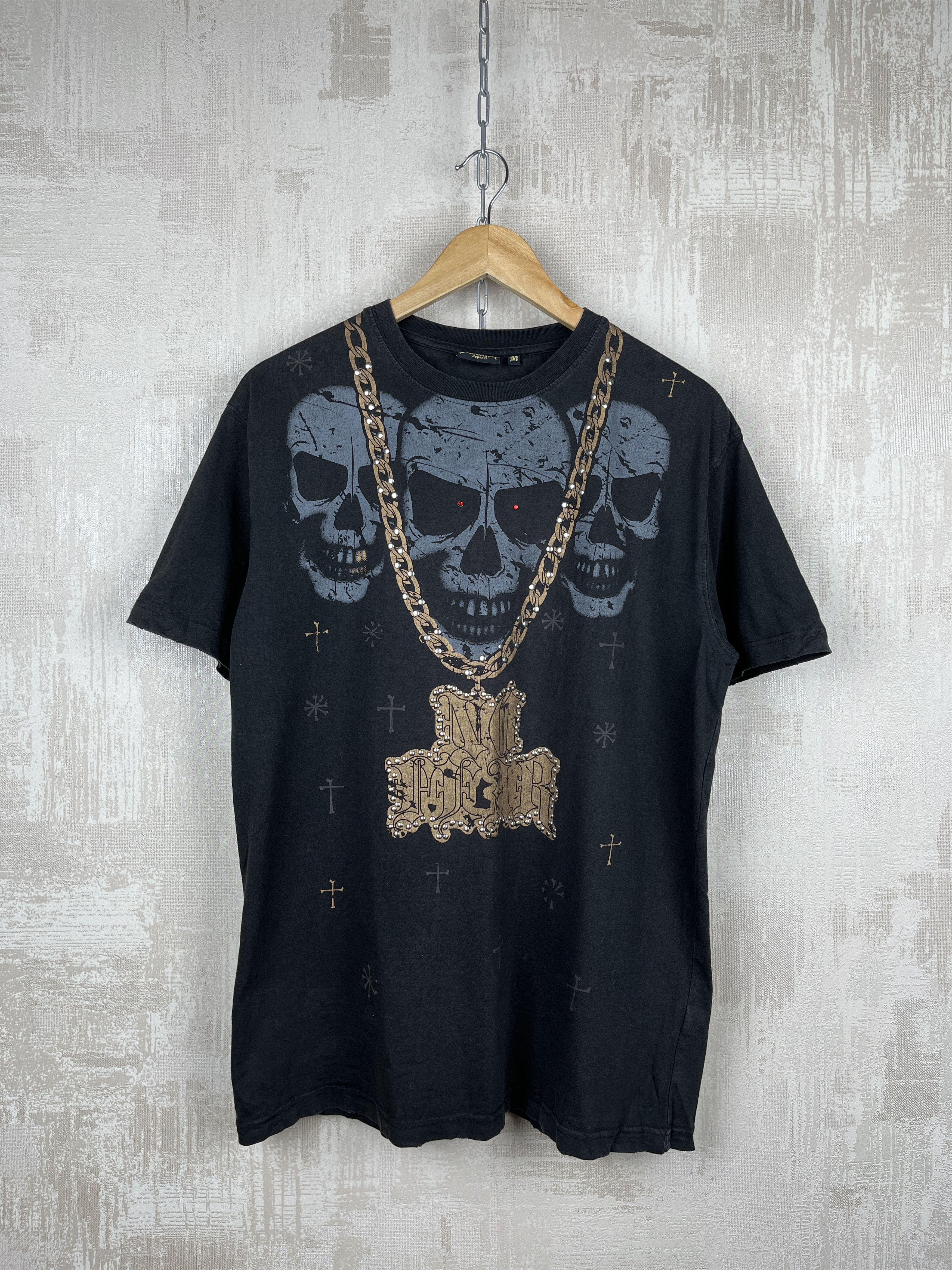 No Fear Vintage No Fear Prestige Apparel Skulls Distressed T-shirt Size US M / EU 48-50 / 2 - 2 Thumbnail