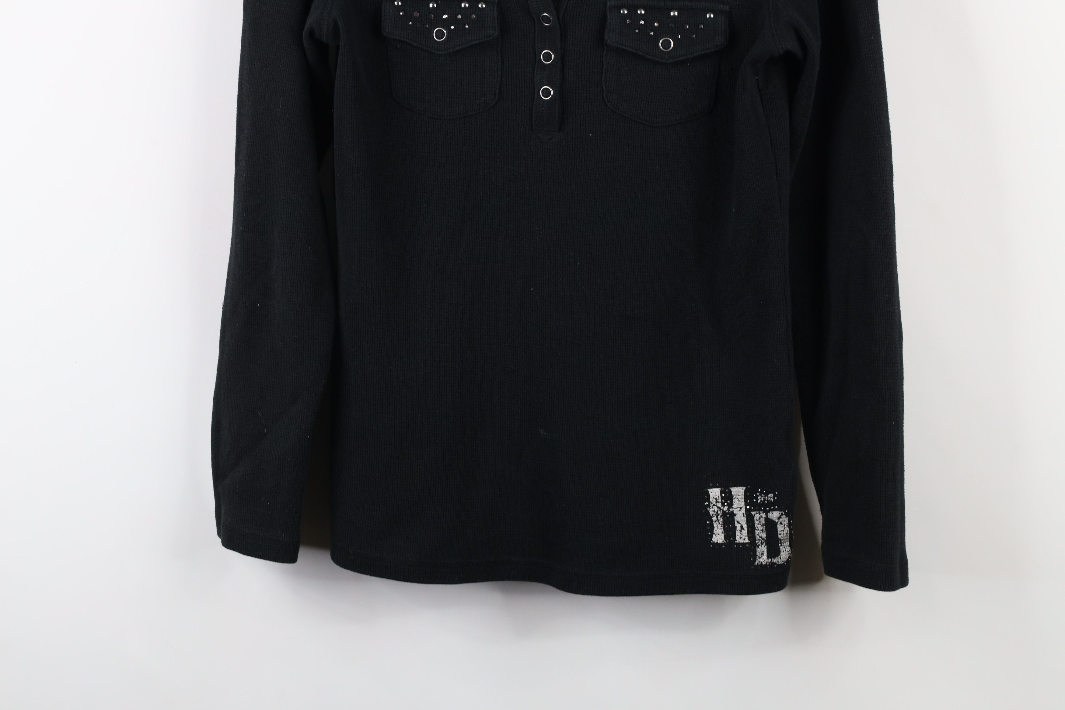 Harley Davidson × Vintage Vintage Y2K Harley Davidson Thermal Waffle Knit T-Shirt Size M / US 6-8 / IT 42-44 - 3 Thumbnail