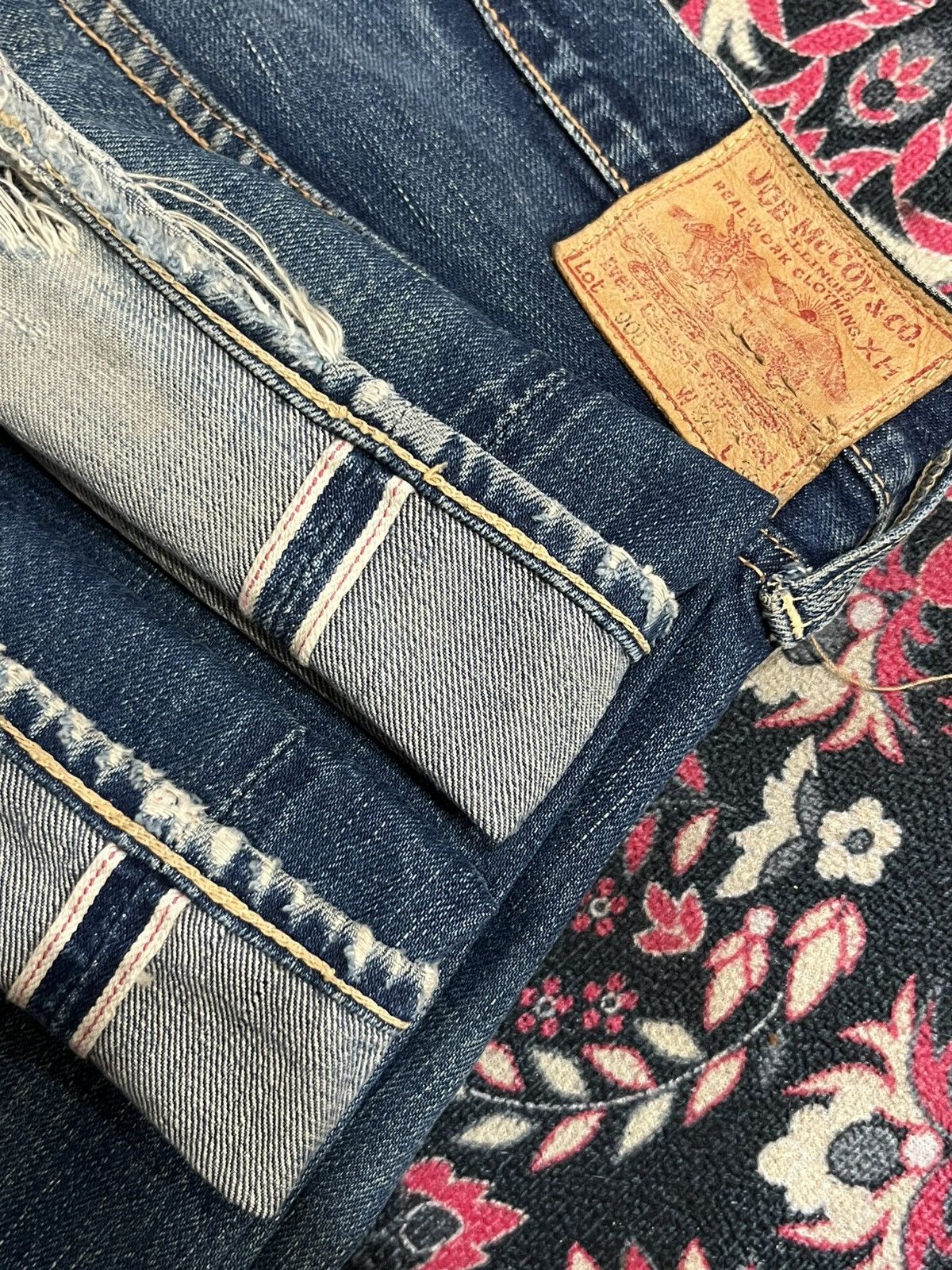 The Real McCoy's Joe McCoy & Co Lot 905 Dark Faded Distressed Selvedge Jeans Size US 34 / EU 50 - 16 Thumbnail