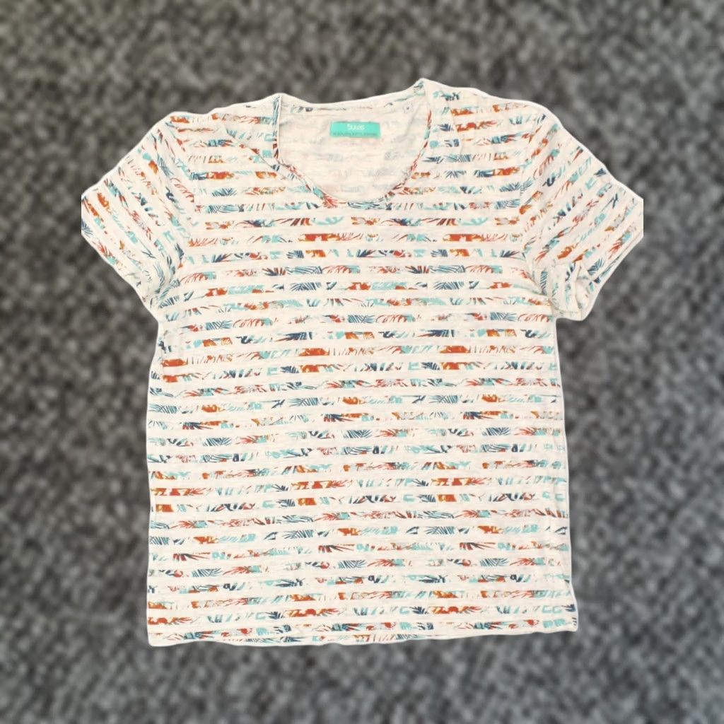 Vintage JULES Mens Abstract Pattern T-Shirt Top Medium Grey Striped Hawaiian BB22 Size US M / EU 48-50 / 2 - 1 Thumbnail