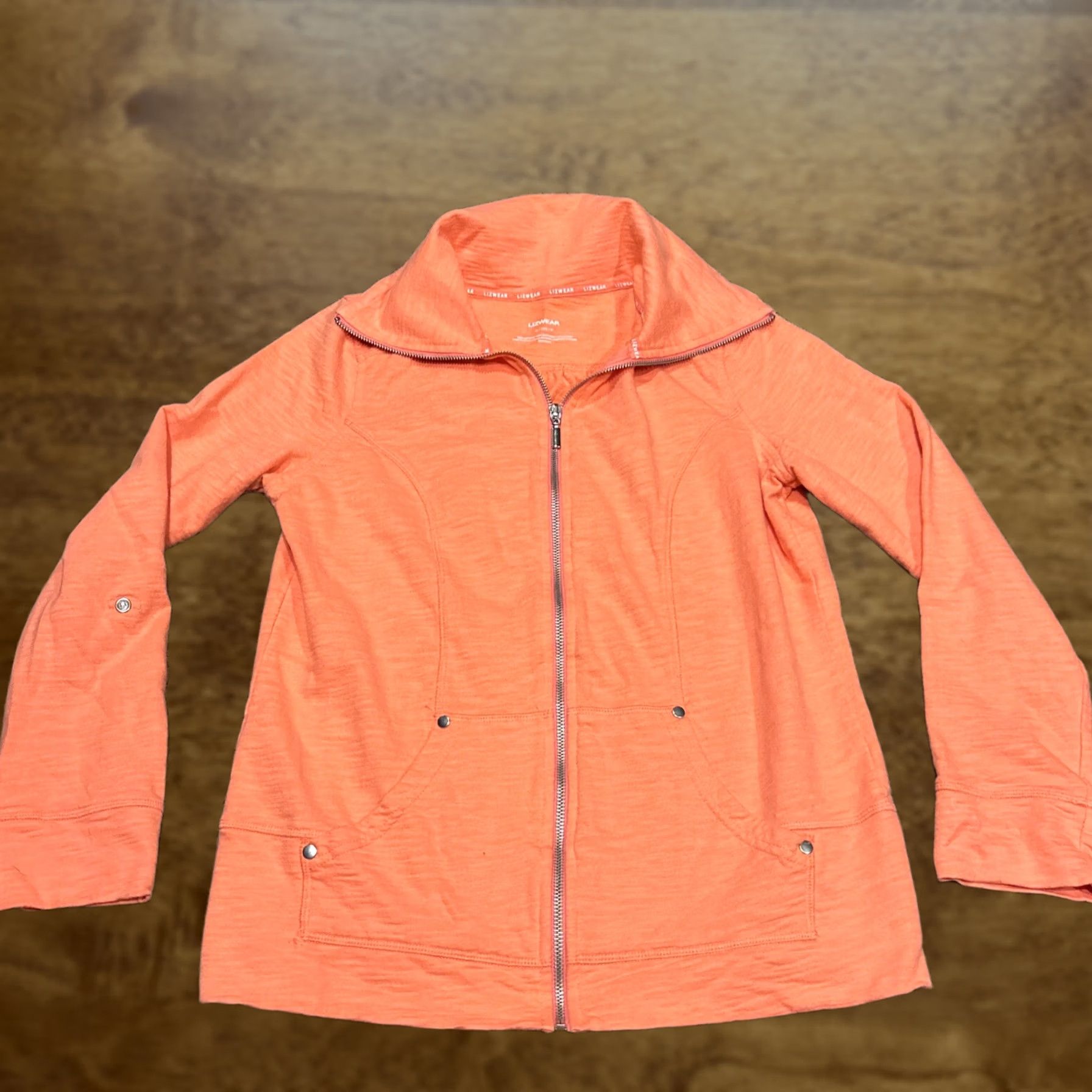 Vintage Lizwear Women’s S Cotton Full Zip Orange Jacket A30 Jacket Short Zip Casual Fall Spring Summer Womens Size S / US 4 / IT 40 - 1 Thumbnail