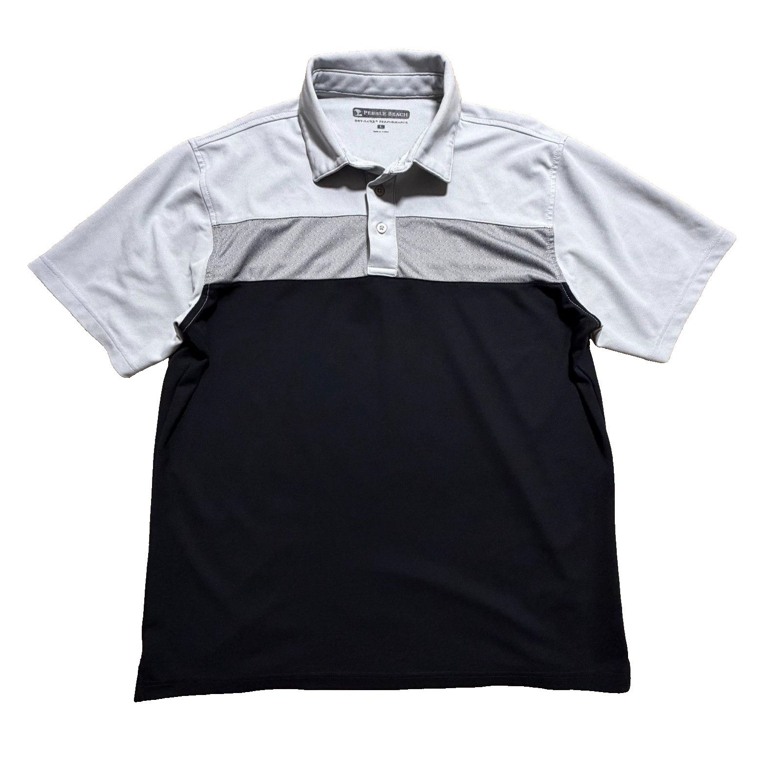 Lone Cypress By Pebble Beach Pebble Beach Golf Polo Mens L Colorblock DryLuxe Black Gray Size US L / EU 52-54 / 3 - 1 Thumbnail