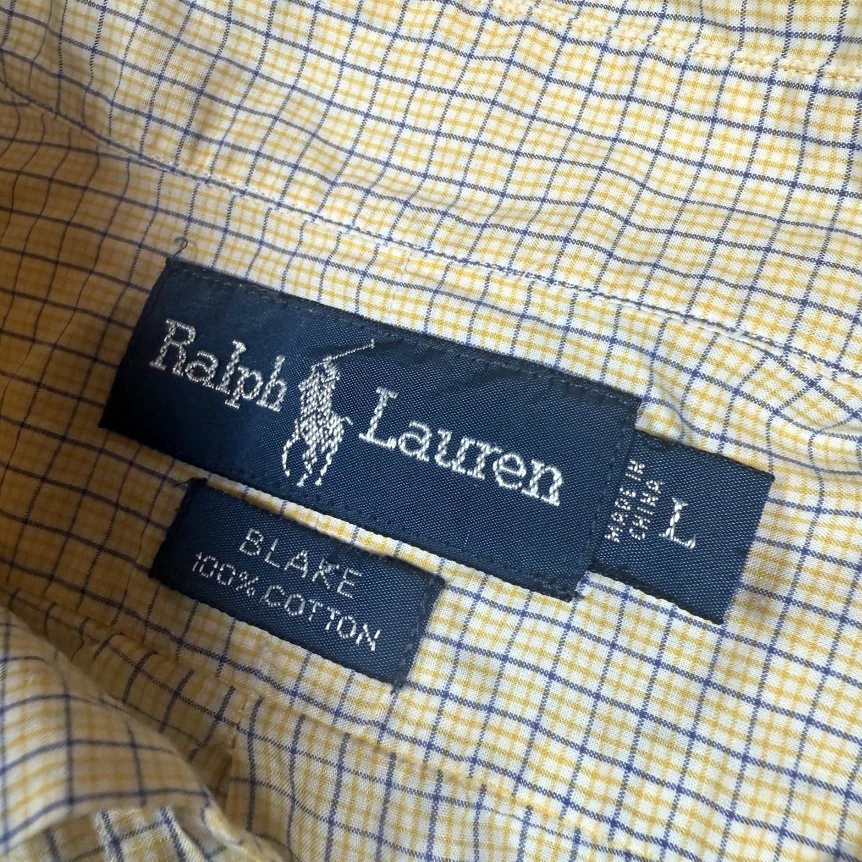 Polo Ralph Lauren Polo Ralph Lauren Button-Up Shirt Mens L Large Blake Cotton Gingham Check Yellow Blue Multicolor Long Sleeve Mens Size US L / EU 52-54 / 3 - 3 Thumbnail