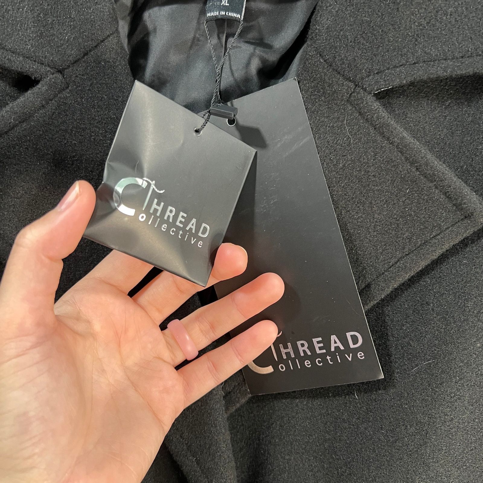Other Thread Collective Faux Wool Notch Collar Long Coat Black Size XL / US 12-14 / IT 48-50 - 8 Thumbnail