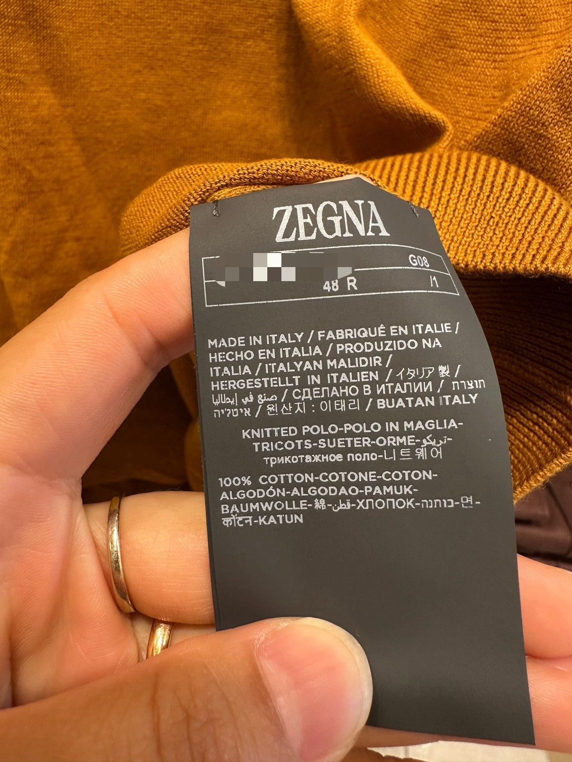 Ermenegildo Zegna Zegna Men's Mustard Knit Polo Shirt Size US M / EU 48-50 / 2 - 9 Thumbnail