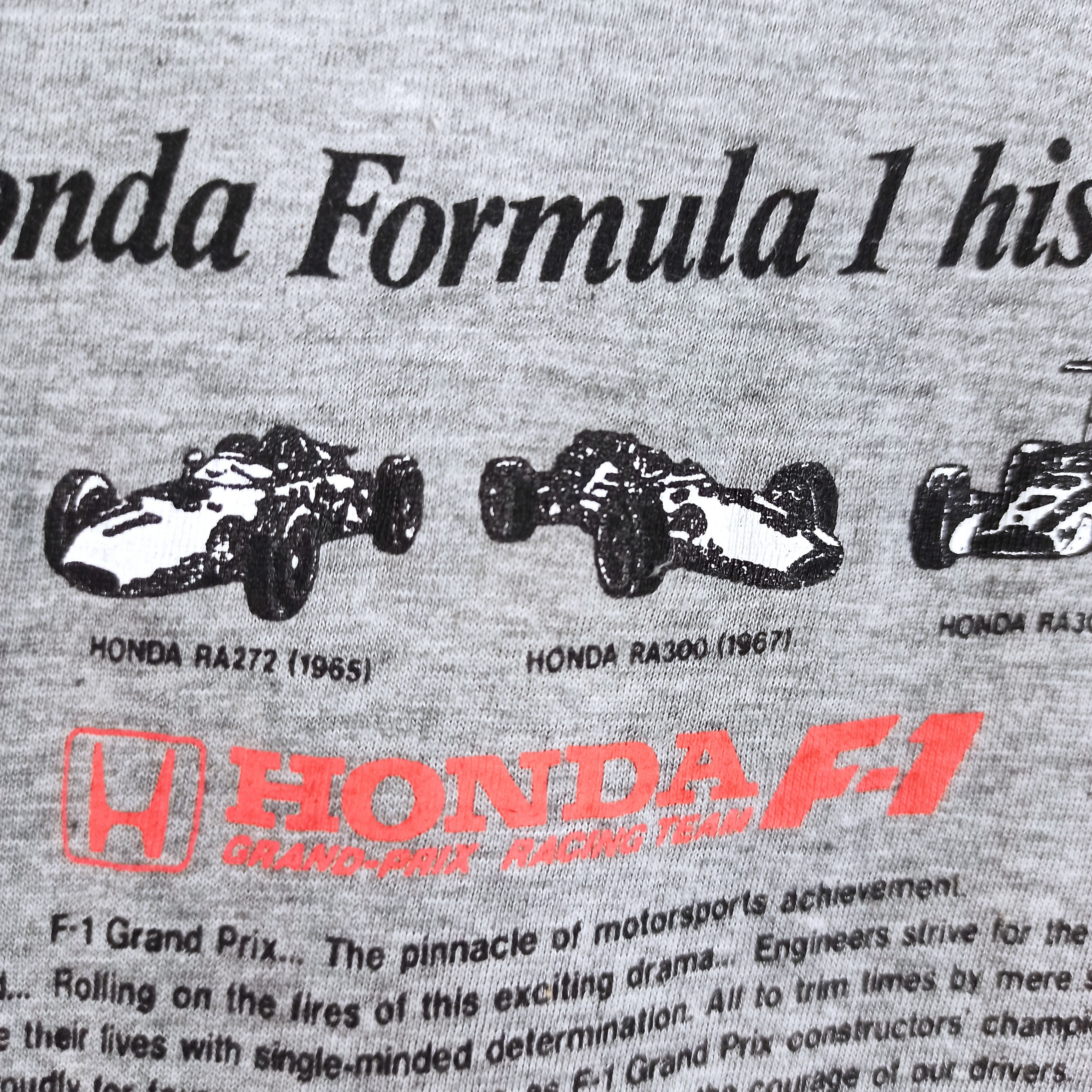 Honda Vintage Honda Grand-Prix Racing Team F1 Single Stitch tees Size US L / EU 52-54 / 3 - 5 Thumbnail