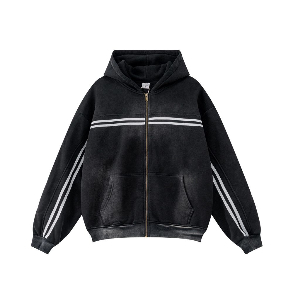 Designer × Vintage Streetwear 90s Fade Stripe Design Hoodie (Size M-Black) New Size US M / EU 48-50 / 2 - 2 Thumbnail