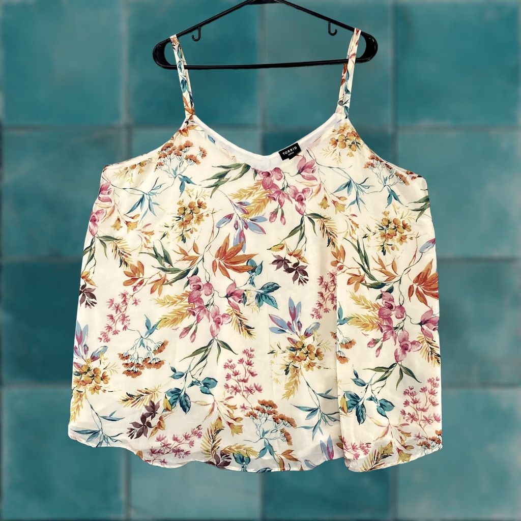 Torrid Torrid Floral Tank Top Womens 2X Cami Layering Festival Chiffon Summer Sleeveless V-Neck Slender Adjustable Strap Size XXL / US 16-18 / IT 52-54 - 1 Thumbnail