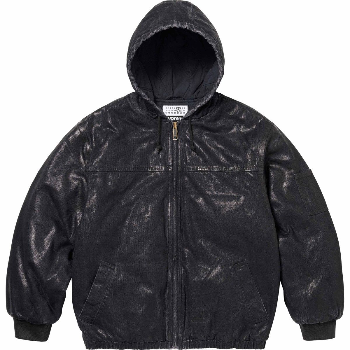 image of Mm6 Maison Margiela Foil Hooded Work Jacket in Black, Men's (Size XL)
