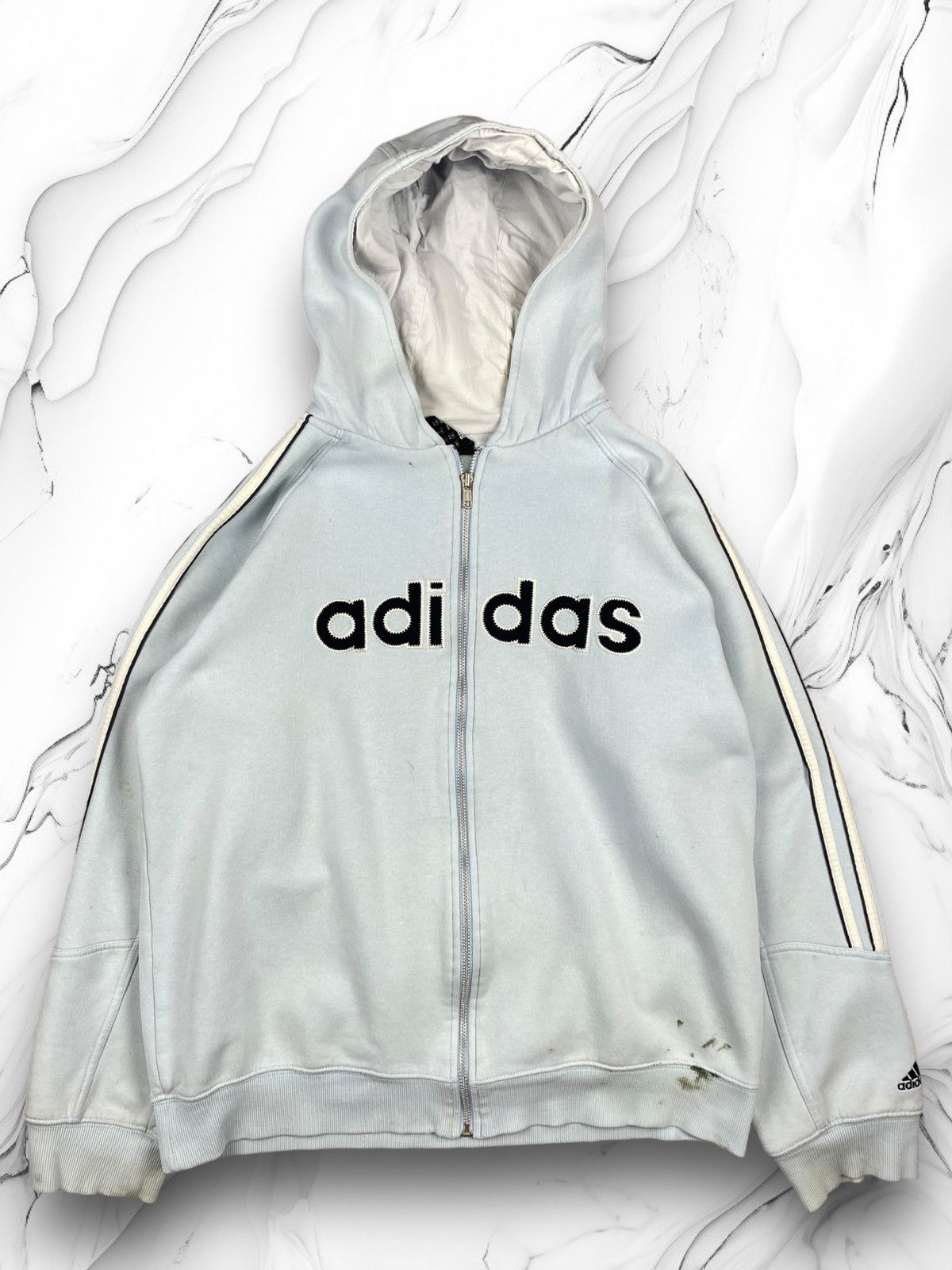 Adidas Vintage 00s Adidas Big Logo Dissected Baby Blue Hoodie Y2K Size US S / EU 44-46 / 1 - 1 Thumbnail