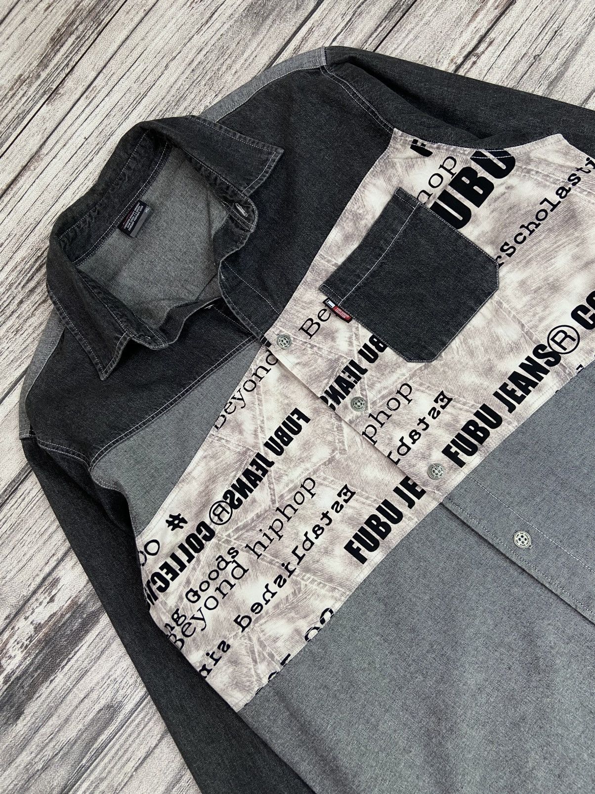 Fubu Vintage 00s Fubu Denim Hiphop Denim Shirts Button Up Size US L / EU 52-54 / 3 - 7 Thumbnail