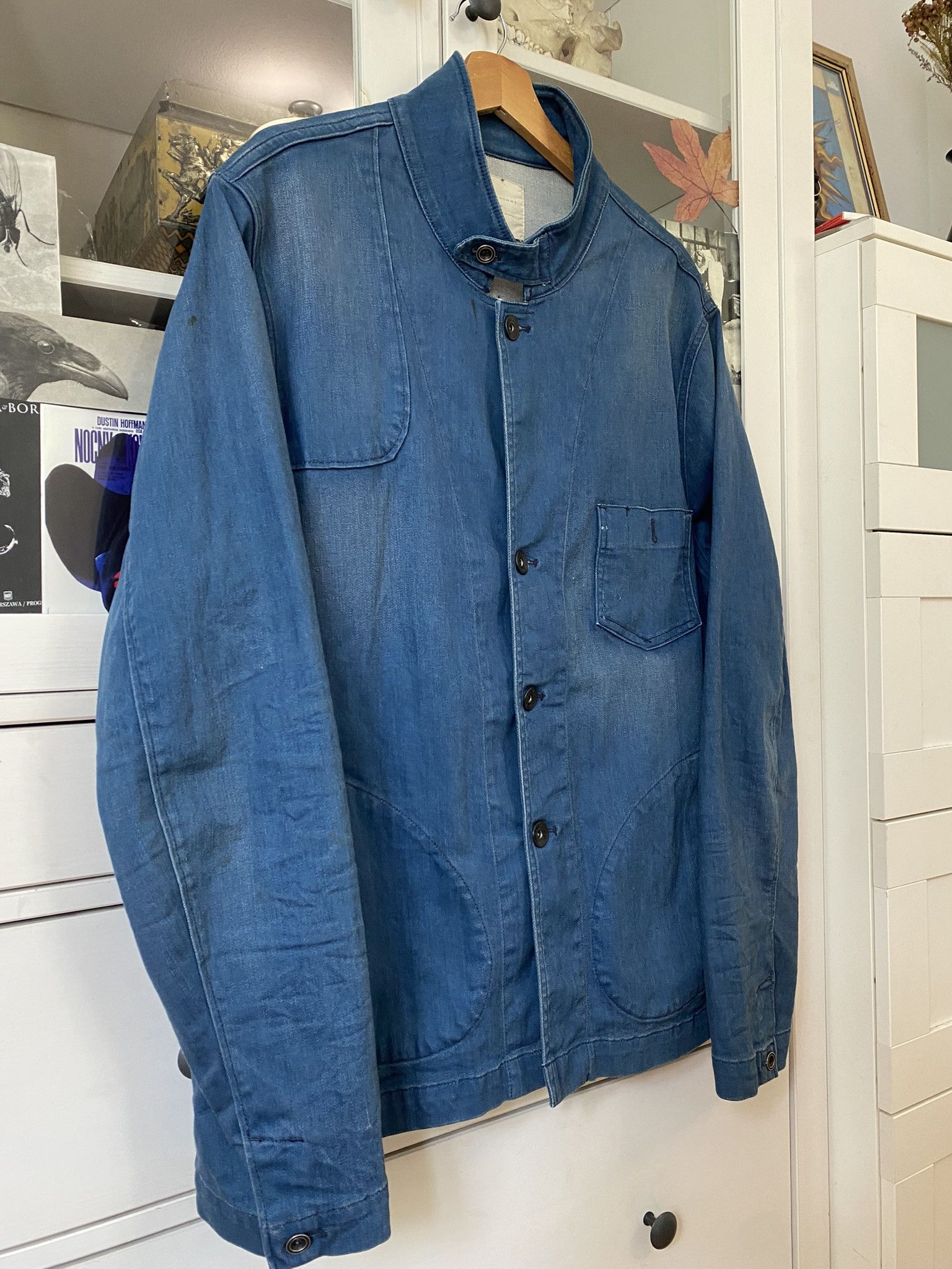 Selected Homme Vintage Washed Indigo Workwear Chore Coat Jacket Denim Size US XL / EU 56 / 4 - 12 Thumbnail