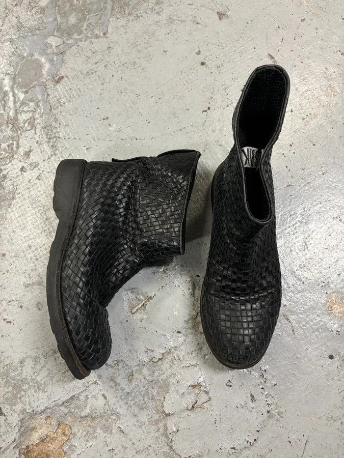 Dirk Bikkembergs Bikkembergs Black Woven Leather Interlocking Ankle Boot Size US 8 / IT 38 - 5 Thumbnail