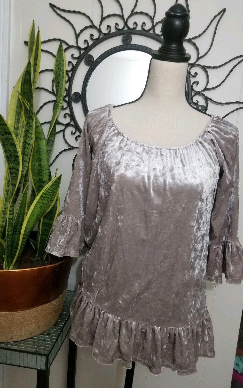 Designer Beach Lunch Lounge Top Small Velour Bell 3/4 Sleeves Size S / US 4 / IT 40 - 2 Thumbnail