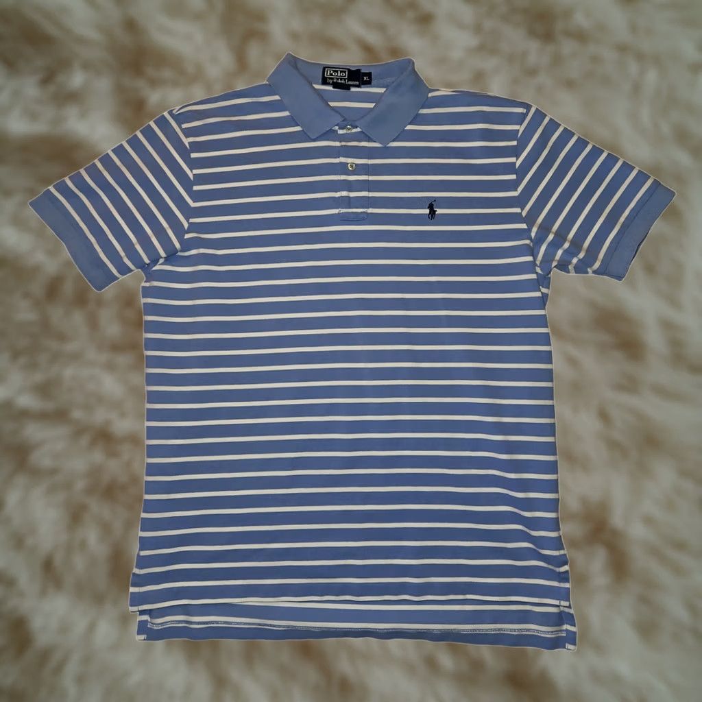 Polo Ralph Lauren VINTAGE Polo Ralph Lauren Polo Shirt Short Sleeve Men's XL Blue Striped Polo Shirt Polo Ralph Lauren Polo Shirt Short Sleeve Blue Striped XL Men Size US XL / EU 56 / 4 - 1 Thumbnail