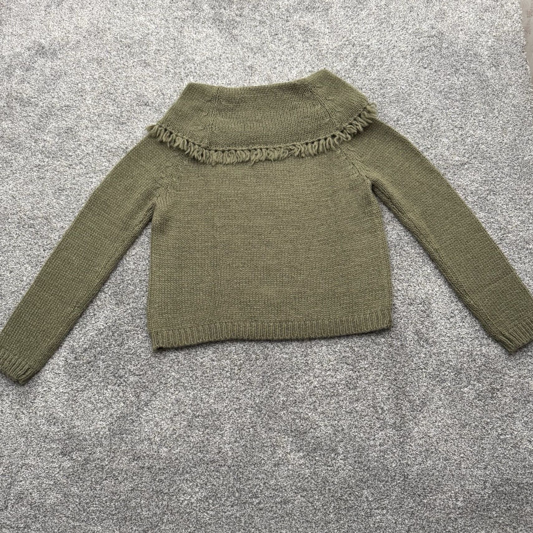 Vintage VINTAGE Norton Studio 90s Boho Cable Knit Fringe Cropped Sweater Womens Small Green Pullover Knit Size S / US 4 / IT 40 - 5 Thumbnail