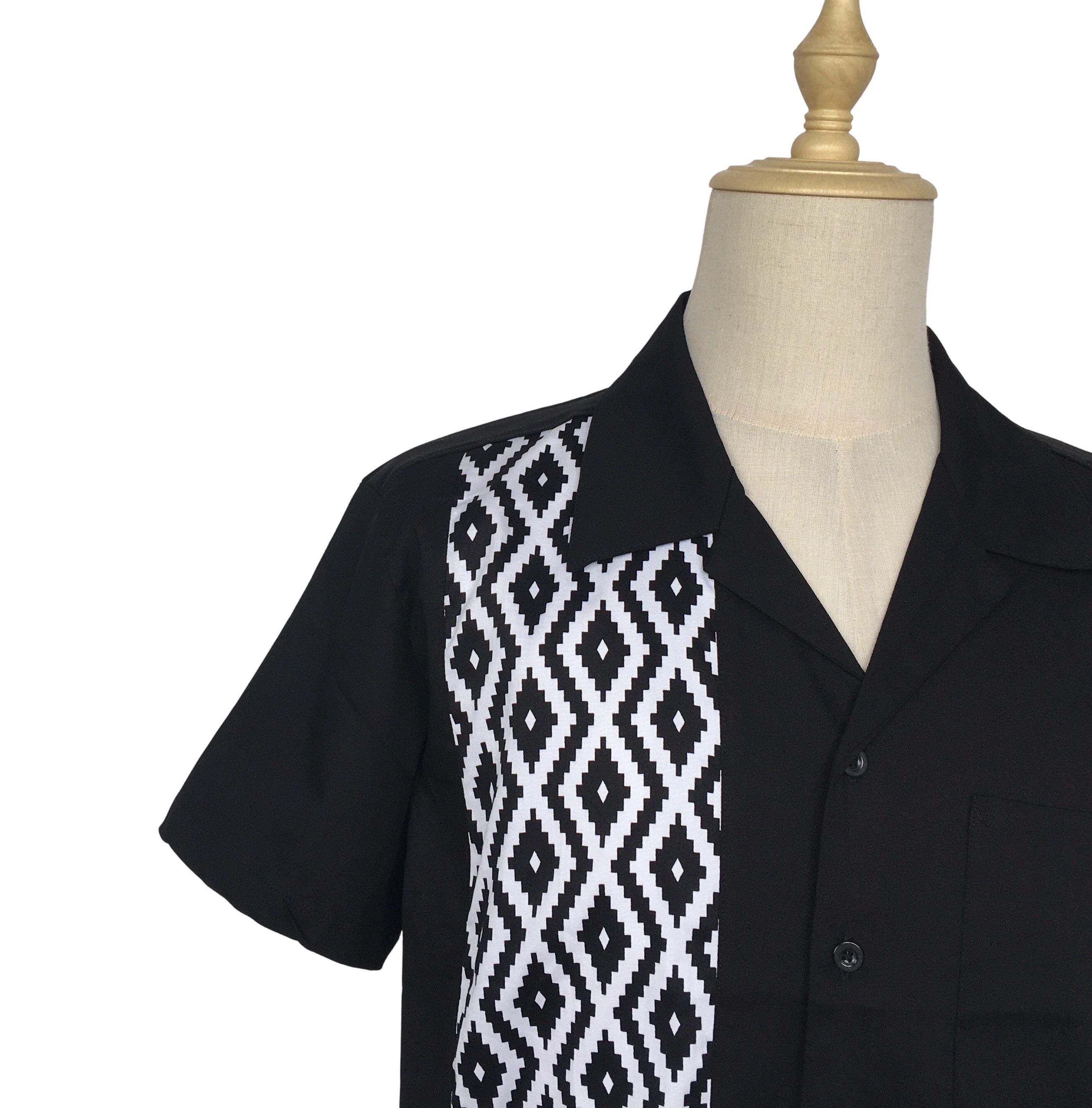 Other Black Bowling Shirts Diamond Pattern Vintage Style Size US XL / EU 56 / 4 - 5 Thumbnail