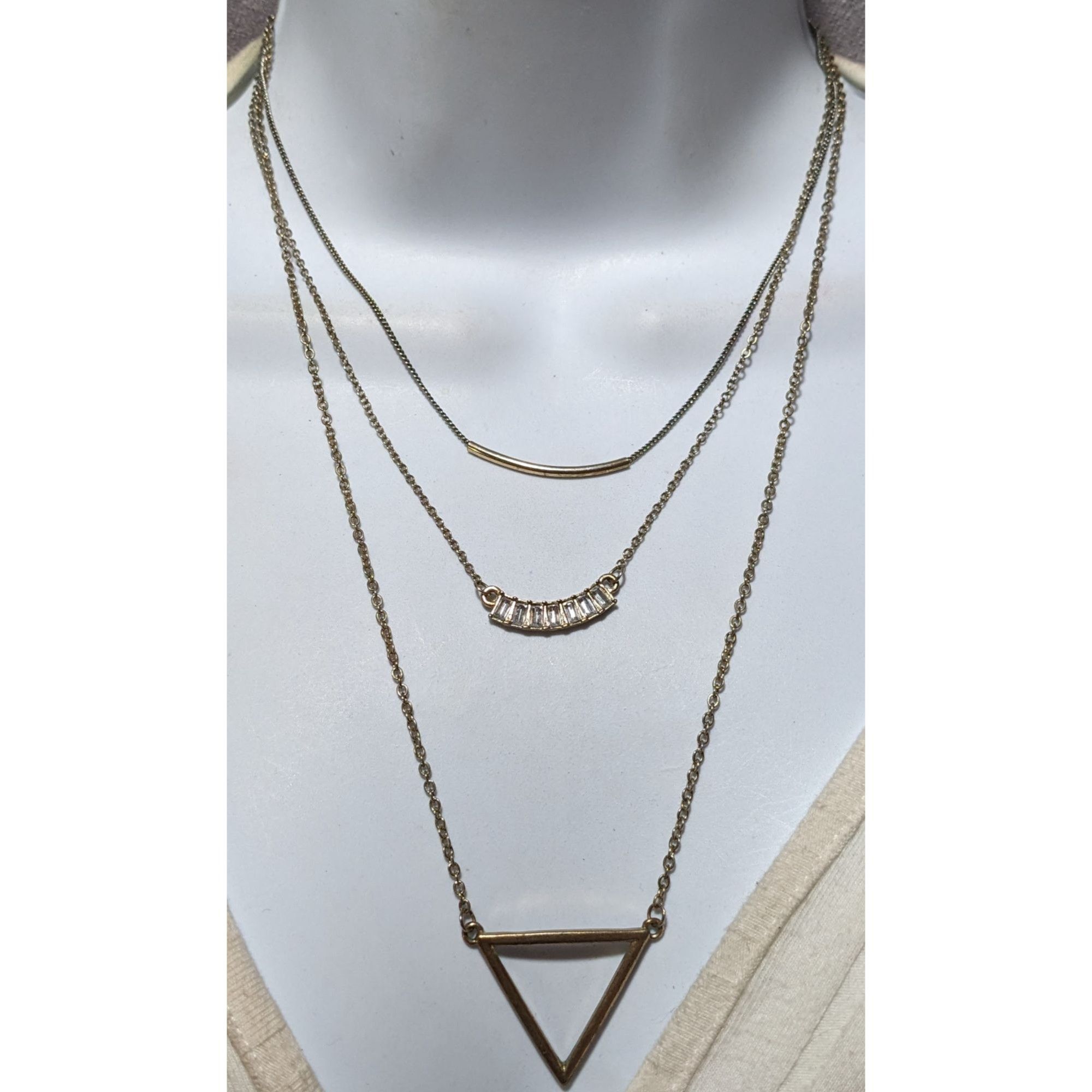 Other Y2K Multilayer Gold Geometric Gemmed Necklace Size ONE SIZE - 5 Thumbnail