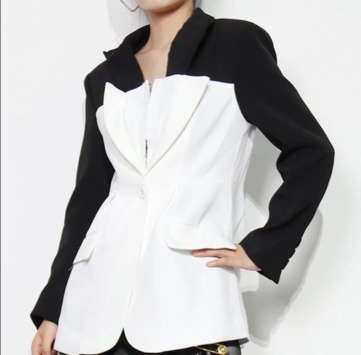 Designer × Other Nwt, Lavishly Paris Women’s Chic Colorblock Patchwork Blazer Size M / US 6-8 / IT 42-44 - 10 Thumbnail