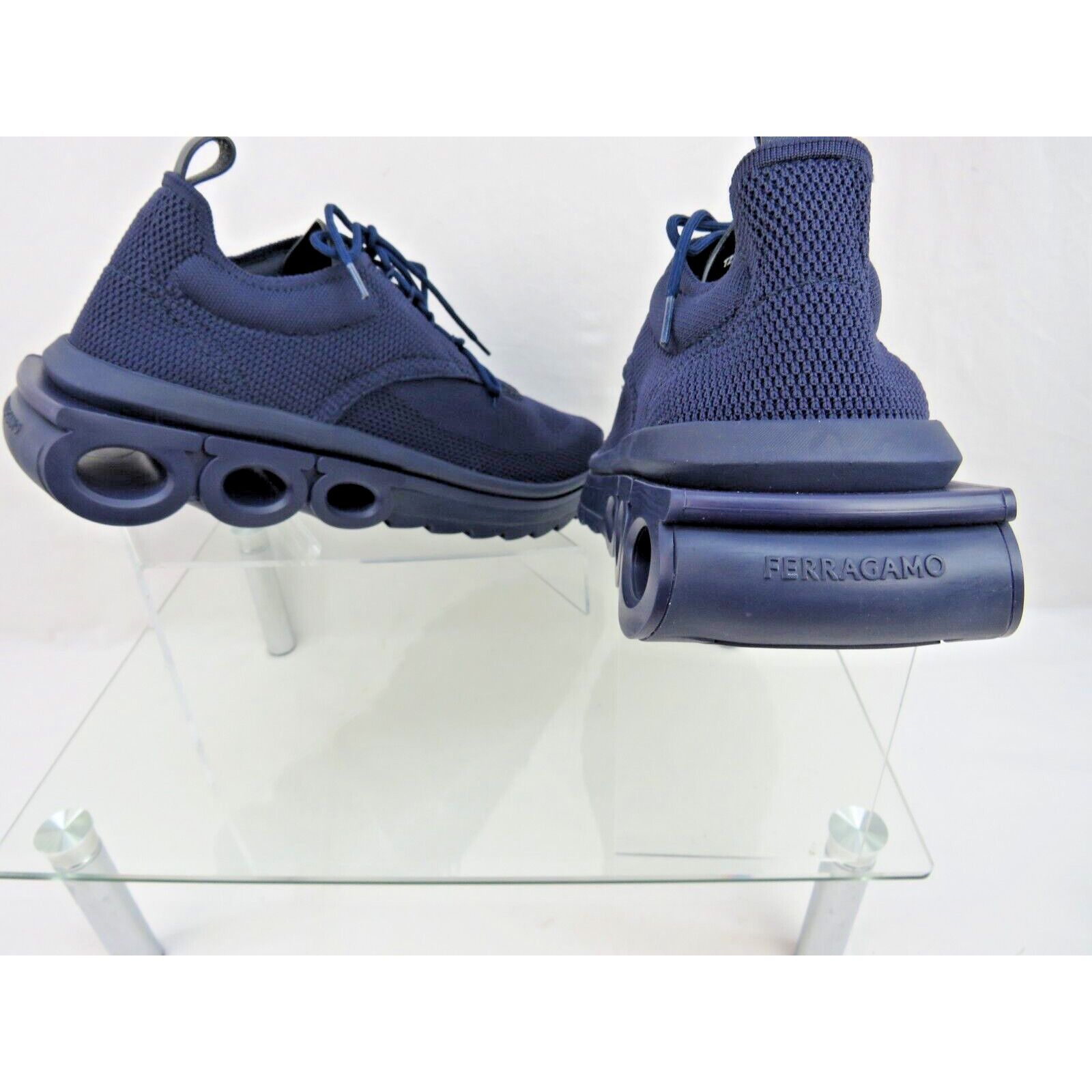 Salvatore Ferragamo DARK BLUE NIMA LEATHER MESH LOGO LOW SNEAKERS US 13 46 ITALY Size US 13 / EU 46 - 8 Thumbnail