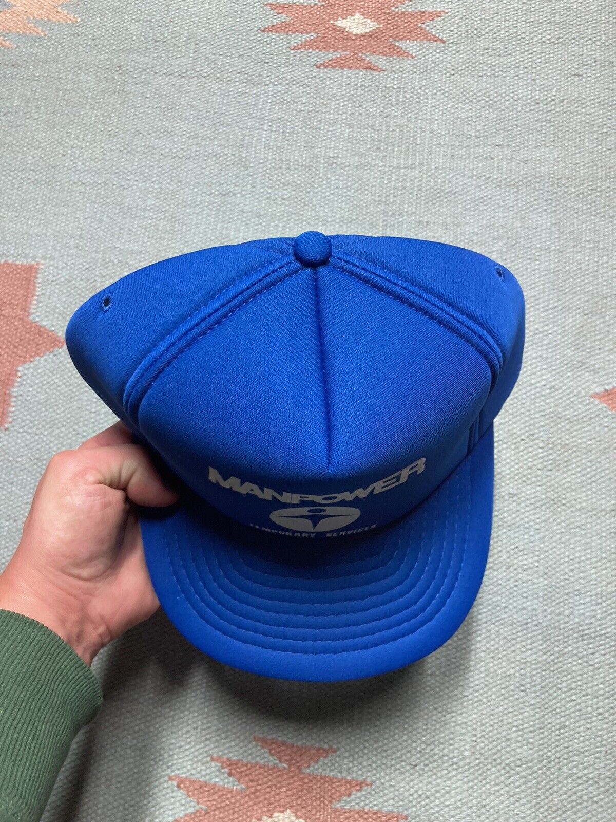 Vintage VTG 80s SnapBack hat Manpower temporary services blue Size ONE SIZE - 3 Thumbnail