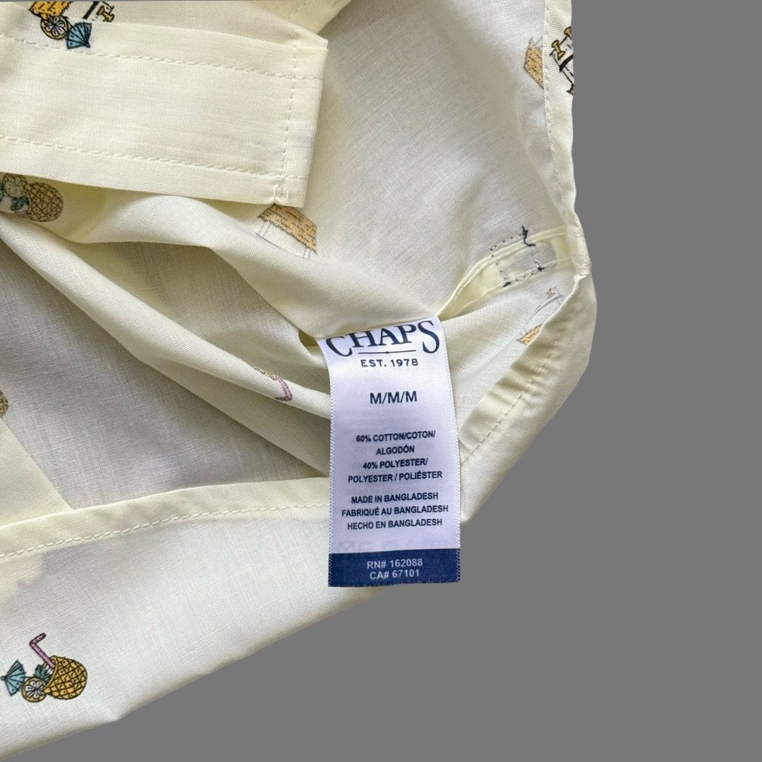 Chaps Chaps Yellow Patterned Button Collar Easy Care Size M NWT Size US M / EU 48-50 / 2 - 6 Thumbnail