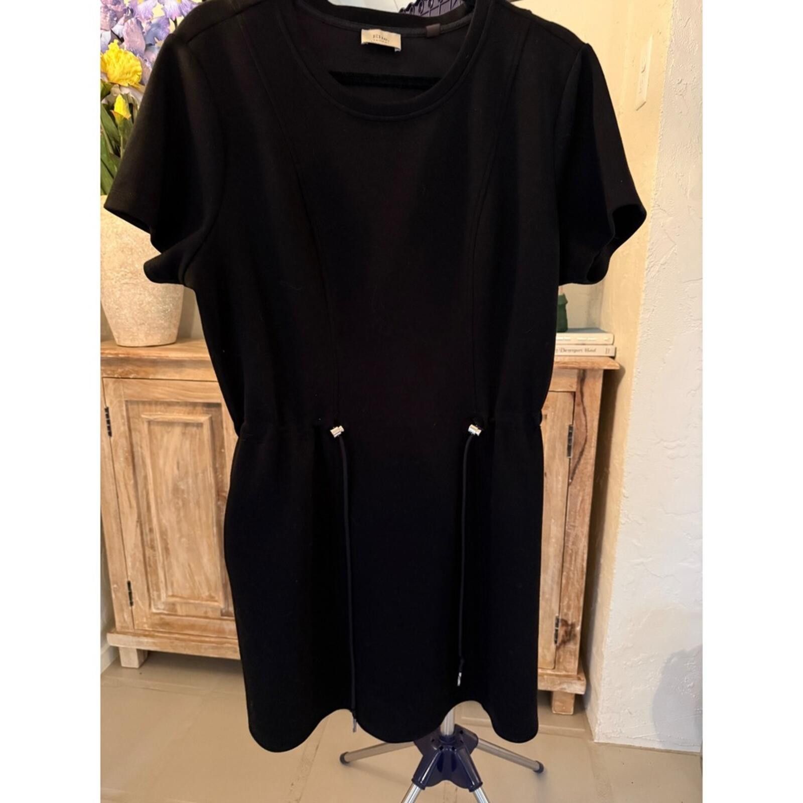 Elie Tahari Elie Tahari Black Short Sleeve Drawstring Waist Mini Dress L Size L / US 10 / IT 46 - 4 Thumbnail