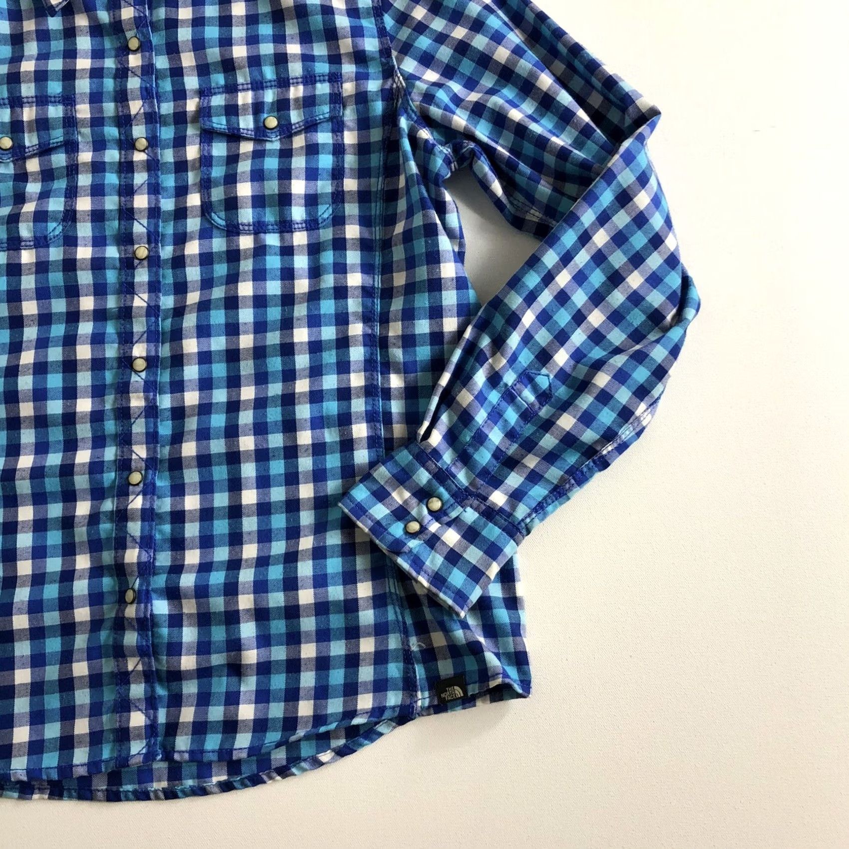 The North Face VINTAGE The North Face Shirt Women’s Blue Plaid Pearl Snap Up Long Sleeve Large Size L / US 10 / IT 46 - 4 Thumbnail