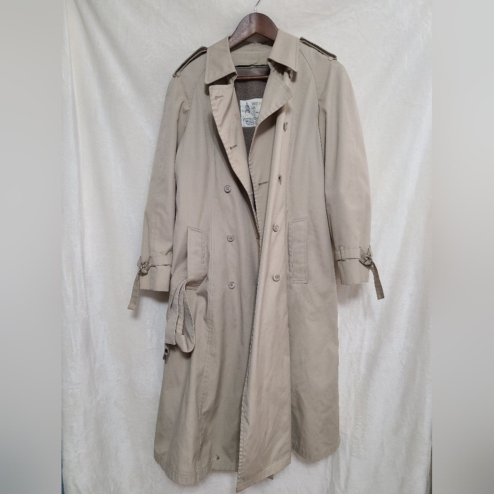 London Fog Women's Tan Trench Coat With Liner Size 10