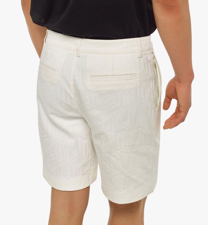 MCM o1mt1gz0126 Cubic Jacquard Denim Shorts in White Size US 34 / EU 50 - 4 Thumbnail