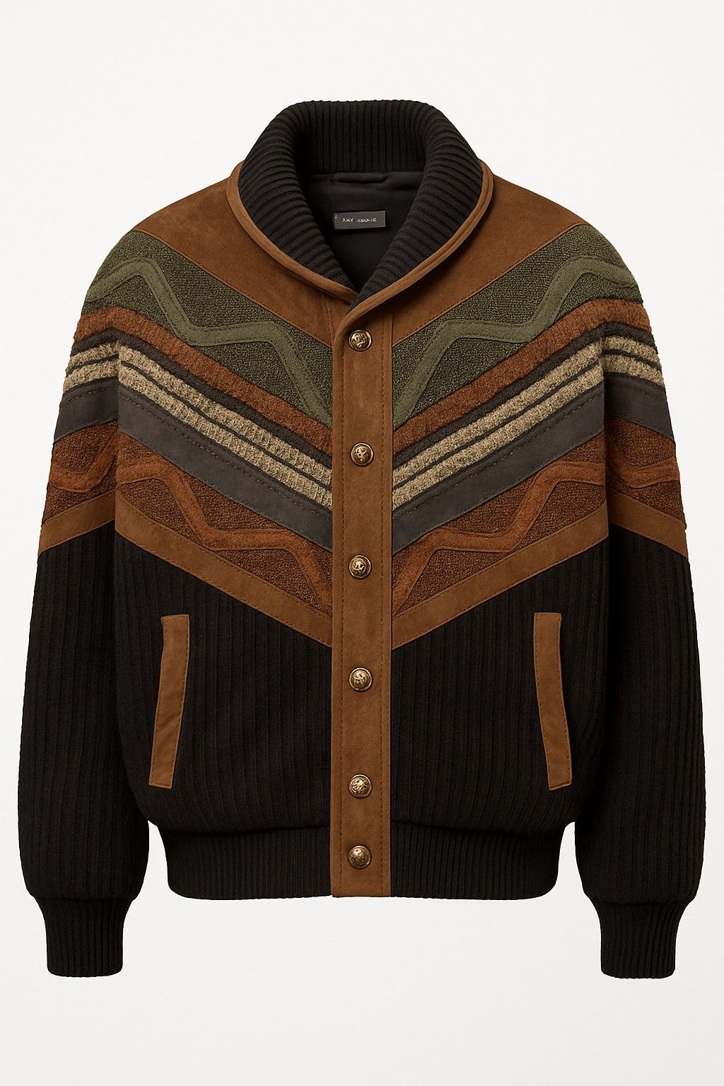 Vintage Vintage Arnaldo Bassini Italian Knit Suede Patchwork Jacket Size US L / EU 52-54 / 3 - 1 Thumbnail