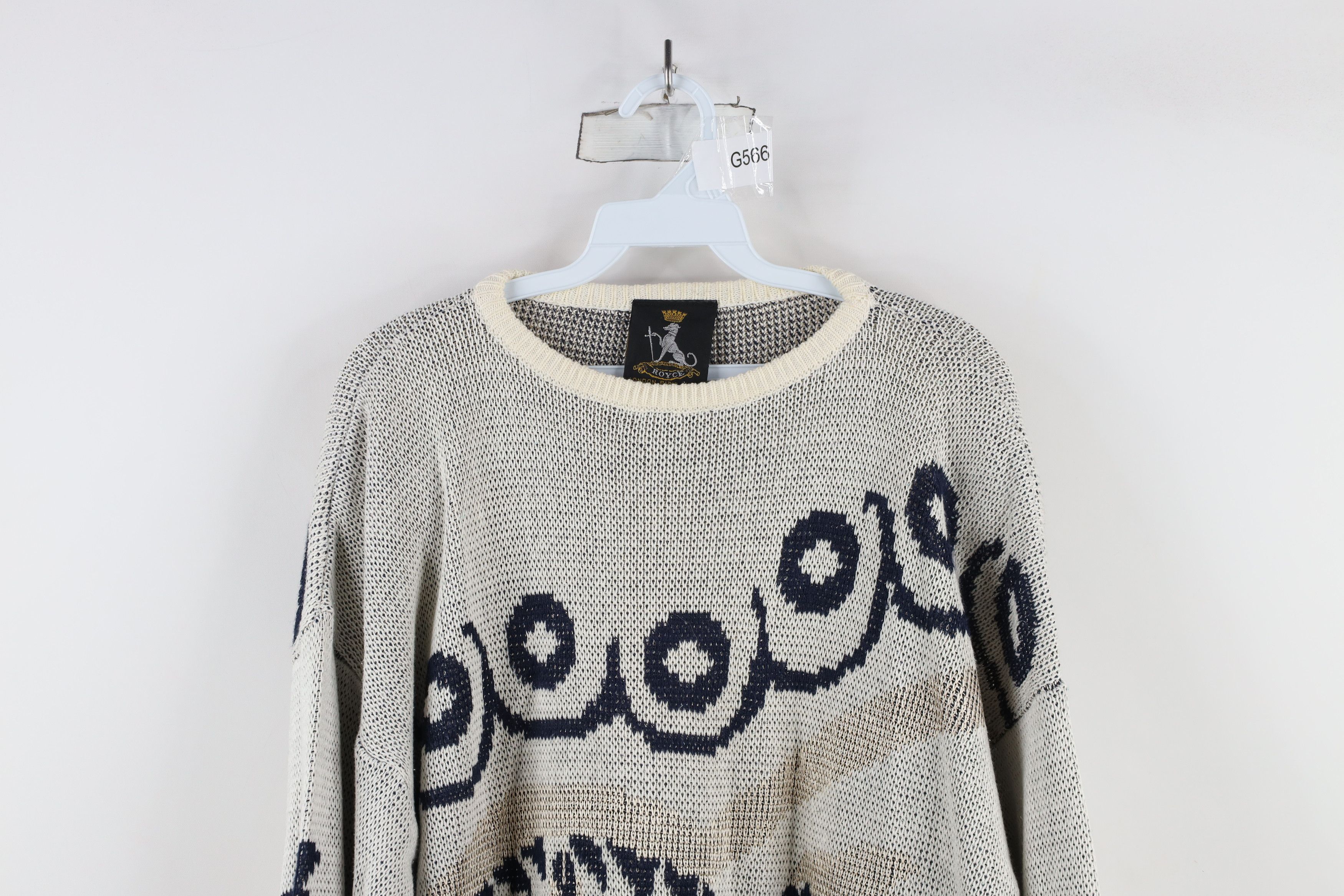 Vintage Vintage 90s Streetwear Abstract Compass Dolphin Knit Sweater Size L / US 10 / IT 46 - 2 Thumbnail
