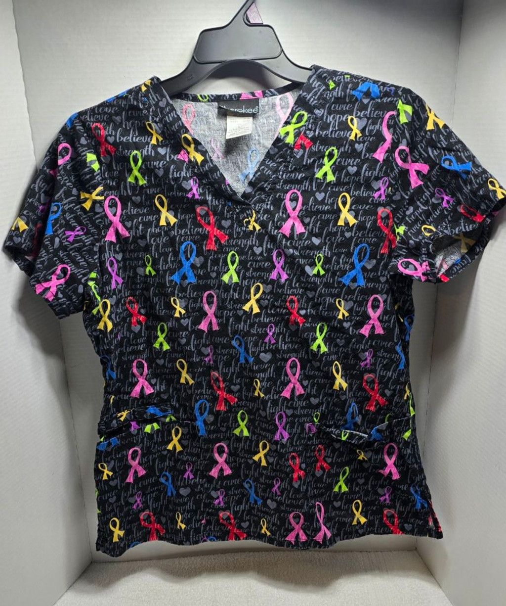 Cherokee Women's Cherokee Black Multi-color Ribbon Short Sleeve Tee L Size L / US 10 / IT 46 - 1 Thumbnail