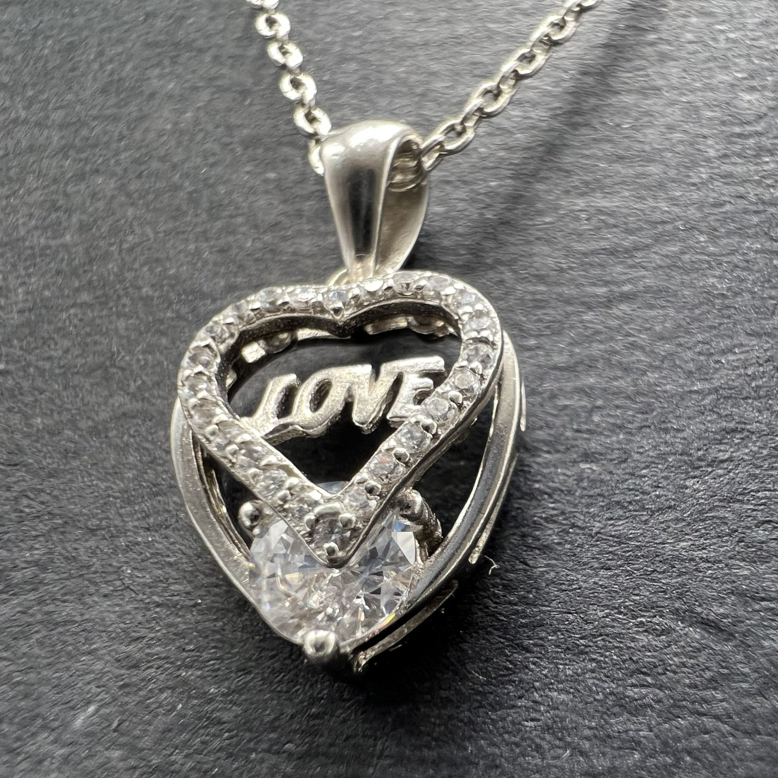 Vintage Vintage Pendant Chain Sterling Silver 925 Heart 3.25g Size ONE SIZE - 7 Thumbnail
