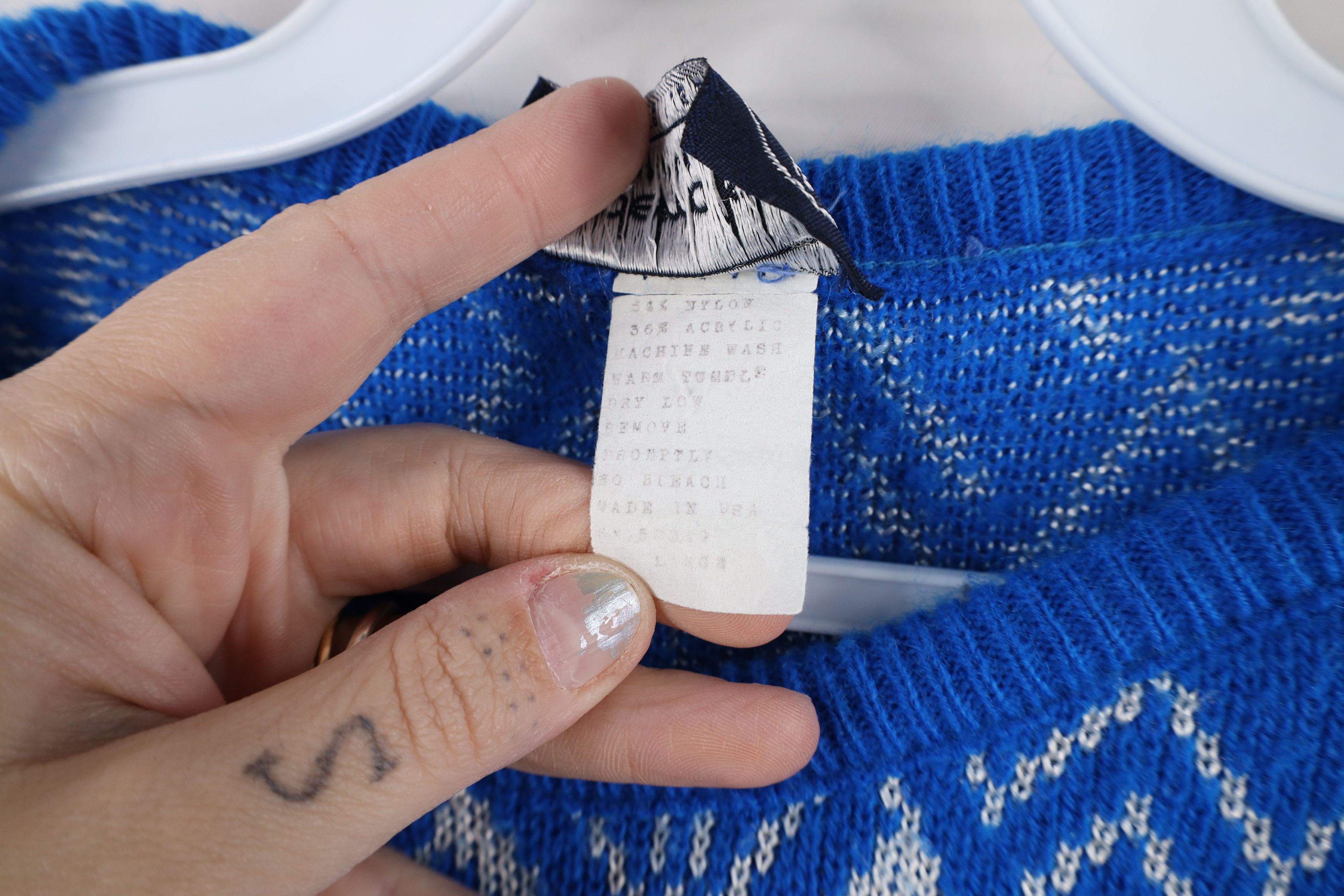 Vintage Vintage 80s 90s Streetwear Flower Knit Sweater Blue USA Size L / US 10 / IT 46 - 8 Thumbnail