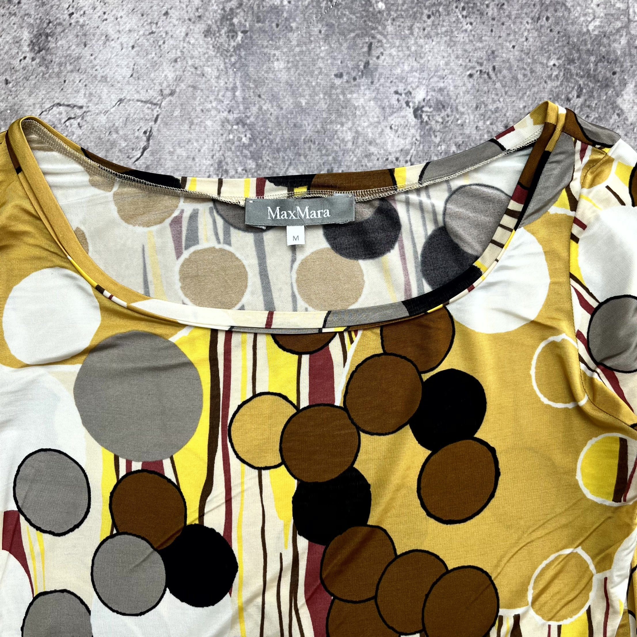 Max Mara MaxMara Abstract Polka Dot Yellow Top Blouse Size M Size M / US 6-8 / IT 42-44 - 4 Thumbnail