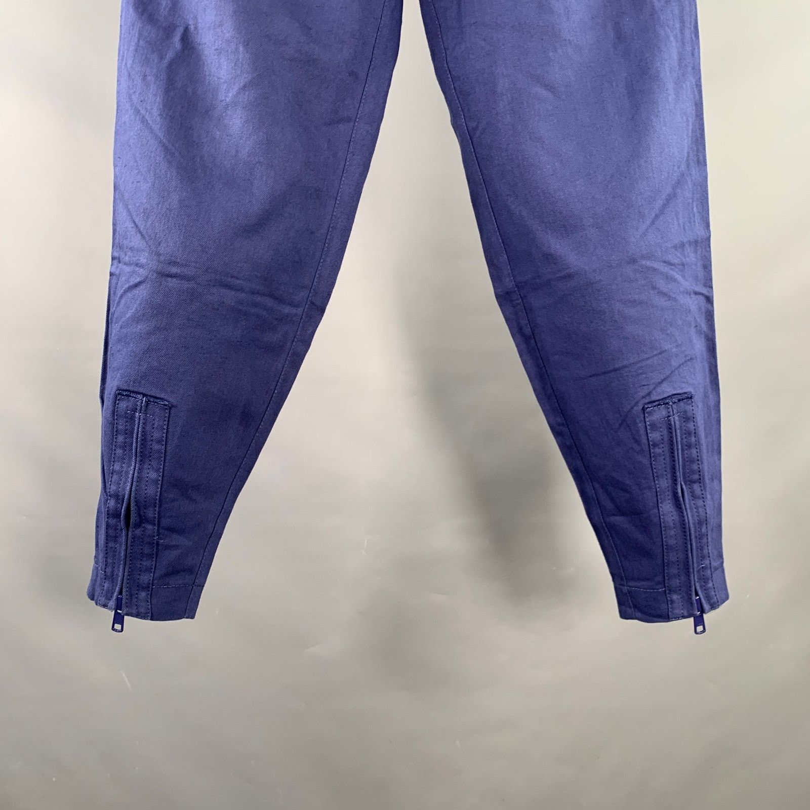 3.1 Phillip Lim Blue Cotton Linen High Waisted Drawstring Casual Pants Size US 26 / EU 42 - 2 Thumbnail