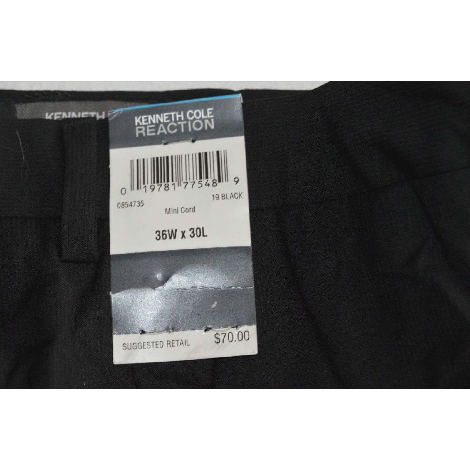 Kenneth Cole KENNETH COLE REACTION Flat Front PANTS Black mini cord SIZE 36 x 30 NWT Size US 36 / EU 52 - 5 Thumbnail