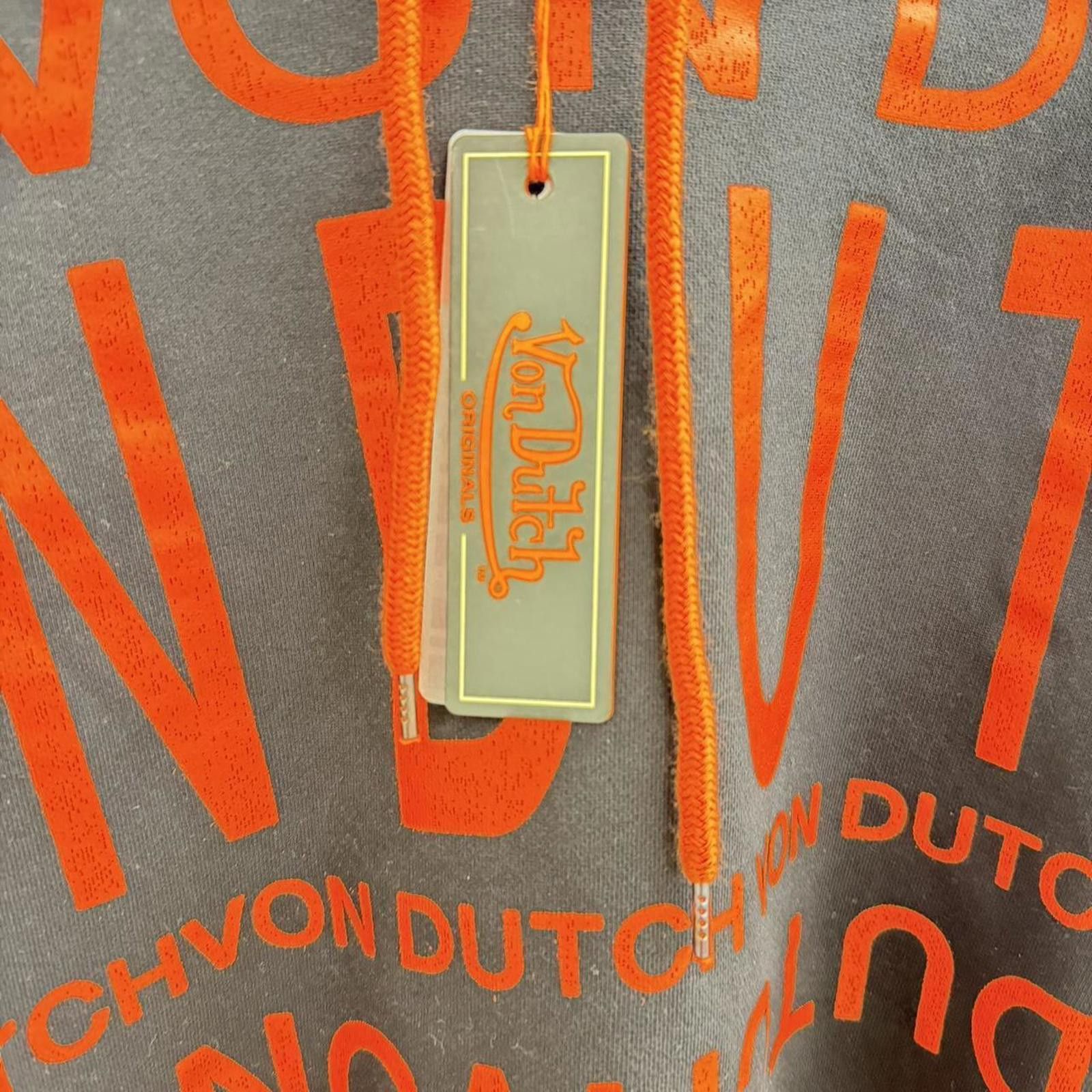 Von Dutch Von Dutch Paris Black & Orange All-Over Logo Hoodie (XL) Size US XL / EU 56 / 4 - 3 Thumbnail